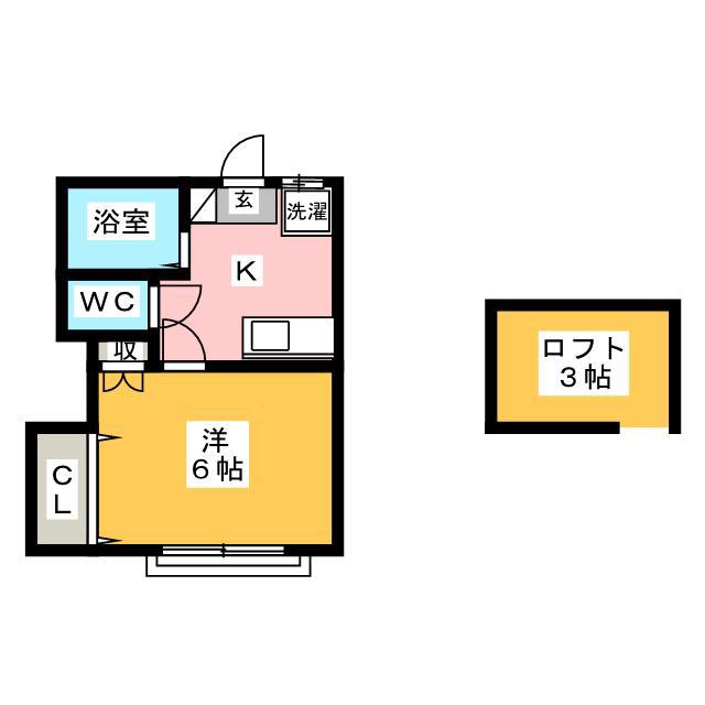 パ-シモン西が丘(1K/1階)の間取り写真