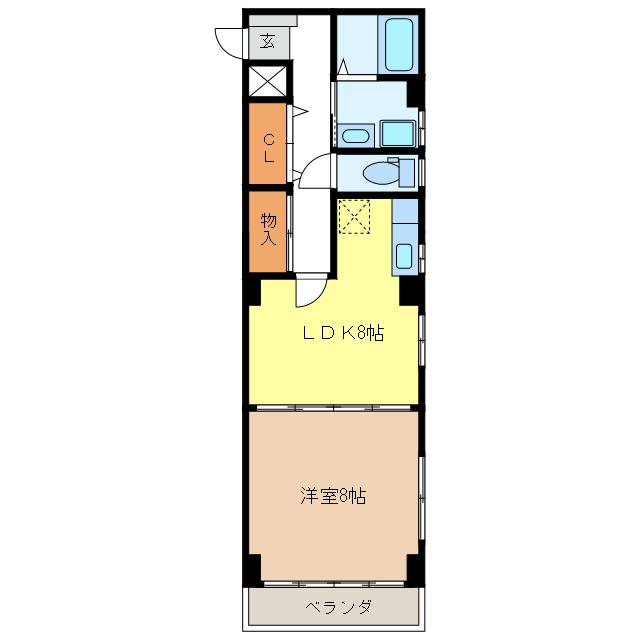ヴィラ纐纈(1LDK/2階)の間取り写真