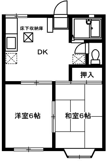 ヒルサイドI(2DK/1階)の間取り写真