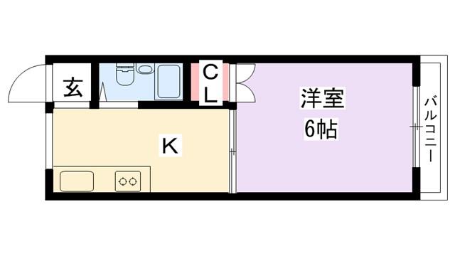 ハイネス香里(1K/1階)の間取り写真