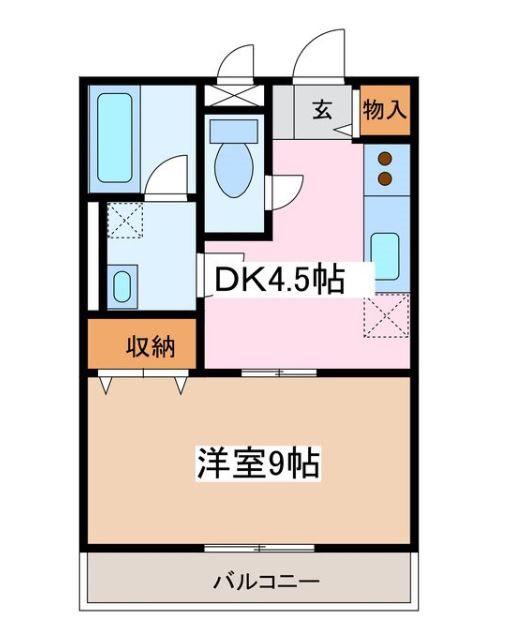 鎌田スカイ(1DK/3階)の間取り写真