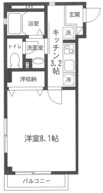 S・ソレイユ(1K/3階)の間取り写真