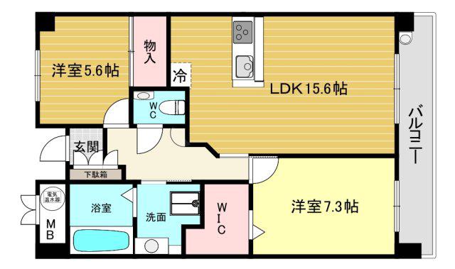 VENUSTA LE ROCCE(2LDK/3階)の間取り写真