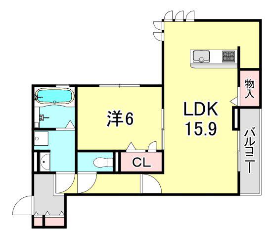 ボヌール イースト(1LDK/2階)の間取り写真