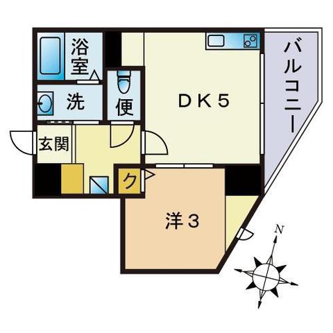 アディーレ西新(1DK/6階)の間取り写真