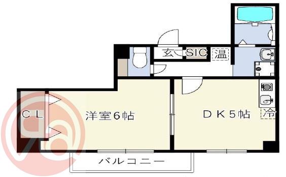 J-PRIDE難波南(1DK/9階)の間取り写真
