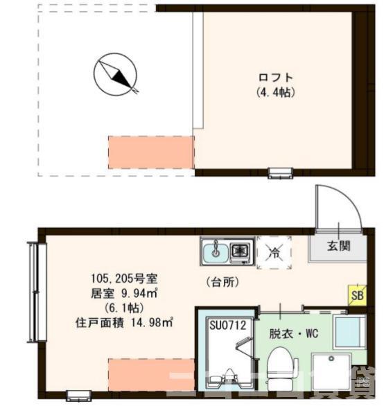 セレーネエステート千住曙(ワンルーム/2階)の間取り写真