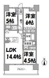 オープンレジデンシア名古屋太閤通(3LDK/6階)の間取り写真