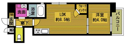 レスコ中島(1LDK/2階)の間取り写真