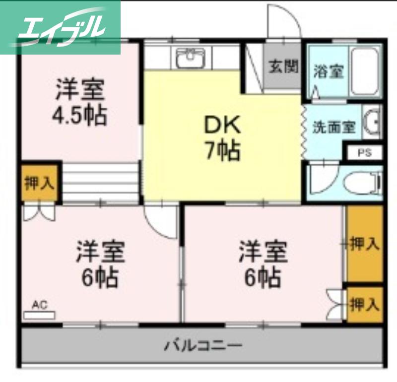 大森サンハイム(3DK/1階)の間取り写真