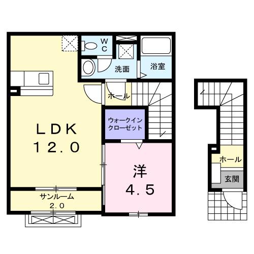 アイリスS(1LDK/2階)の間取り写真