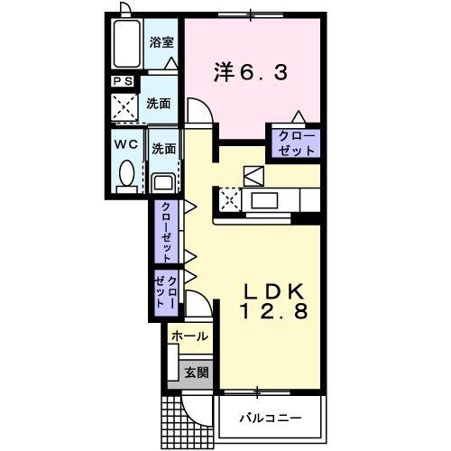 サンセールIV(1LDK/1階)の間取り写真