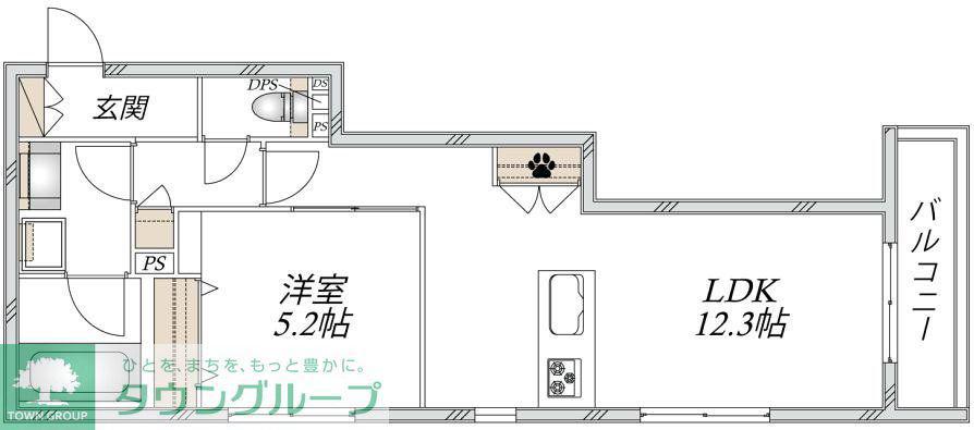 ロコティーダ武蔵中原(1LDK/2階)の間取り写真