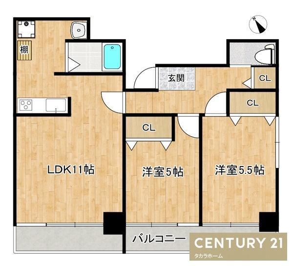 ダイアパレス野間(2LDK/2階)の間取り写真