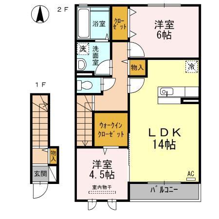 FINE COURT(2LDK/2階)の間取り写真