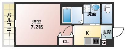 ESCALA四條畷(1K/3階)の間取り写真