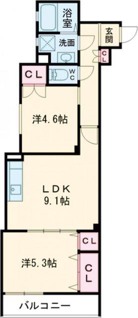 ピレーネ北条III(2DK/2階)の間取り写真
