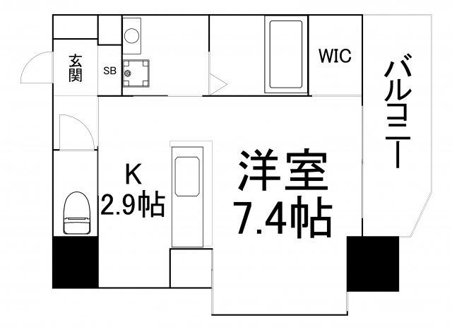 OAK弥栄 夕陽ヶ丘(1K/5階)の間取り写真