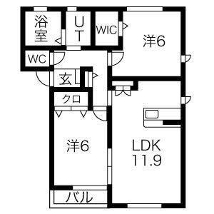 エル・ソワニエ(2LDK/1階)の間取り写真