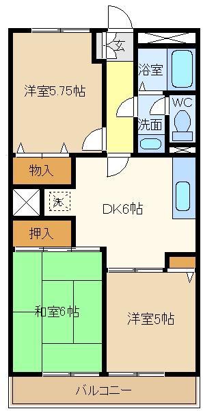 M.Sマンション(3DK/1階)の間取り写真