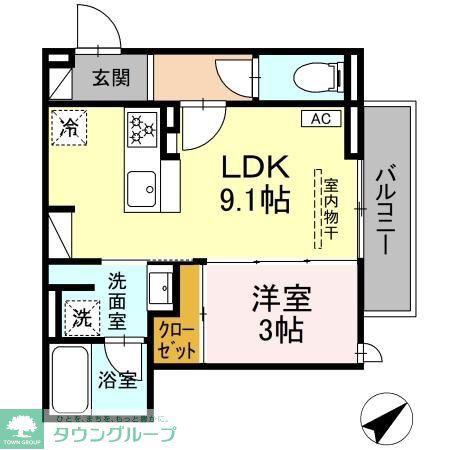 LUXE三ツ沢(1LDK/1階)の間取り写真