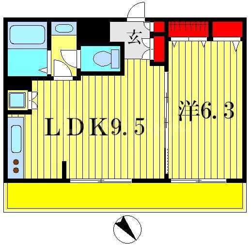 オクドテラス(1LDK/3階)の間取り写真