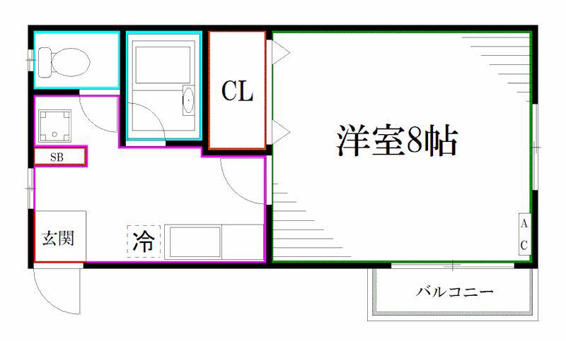 メゾンシェーヌ(1K/2階)の間取り写真