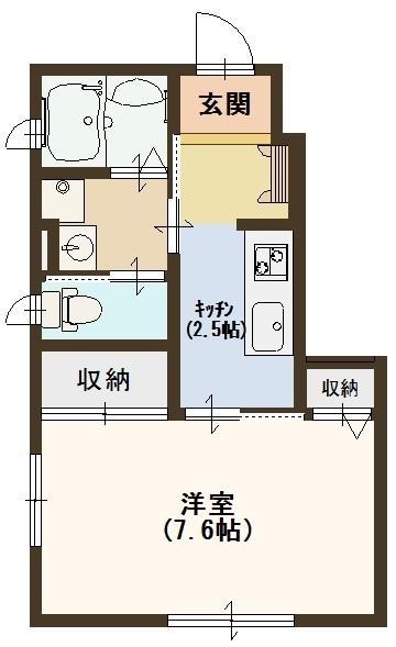 フィカーサ麗風(1K/1階)の間取り写真