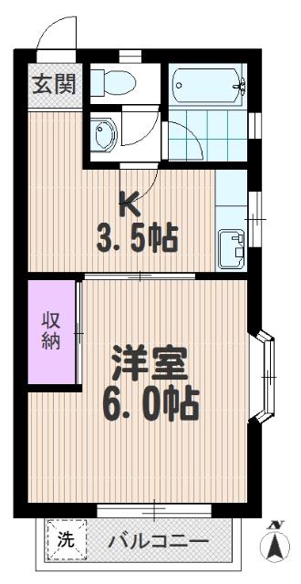 エルセリート中浦和II(1K/2階)の間取り写真