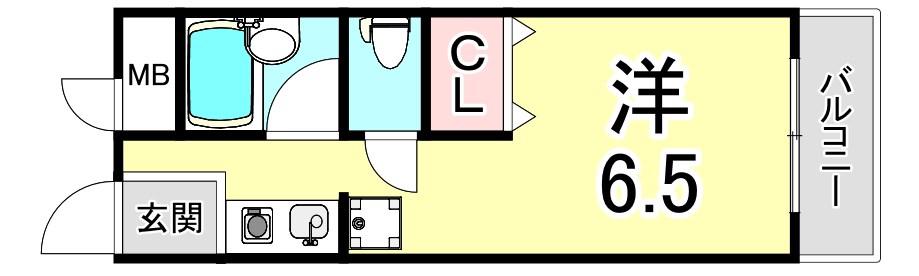 アルカディア西宮C棟(ワンルーム/1階)の間取り写真