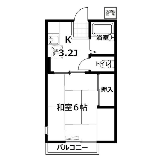 コーポふじ(1K/2階)の間取り写真