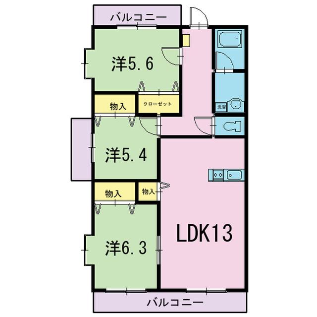 グランツ(3LDK/1階)の間取り写真