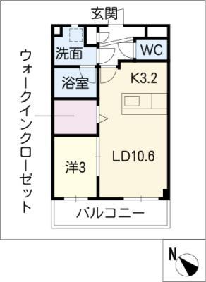 カルディアス大岩B(1LDK/1階)の間取り写真