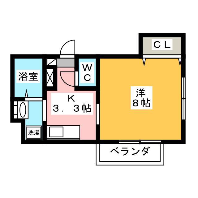 ヘーベル スズキ(1K/2階)の間取り写真