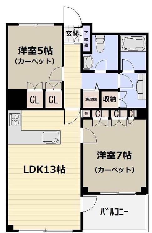 ボナールつつじヶ丘(2LDK/4階)の間取り写真