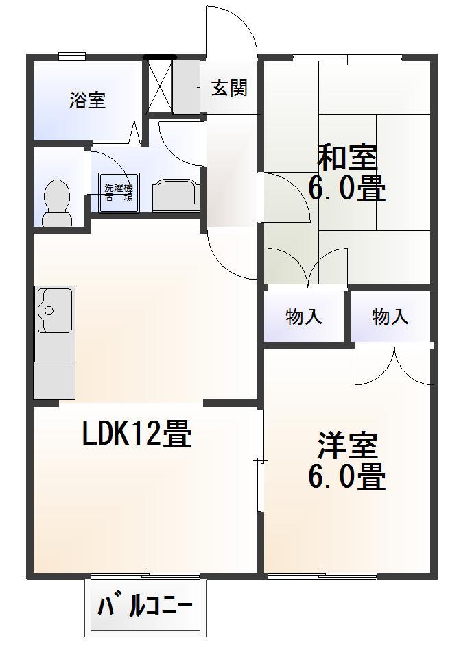 コーポリリーIII(2LDK/1階)の間取り写真
