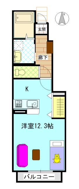 グランパレKA(1K/1階)の間取り写真