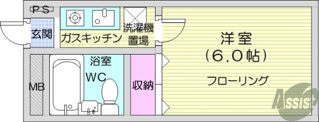 ロフティ銀杏町(1K/1階)の間取り写真