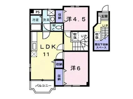 アール・ド・ヴィーヴル A(2LDK/2階)の間取り写真