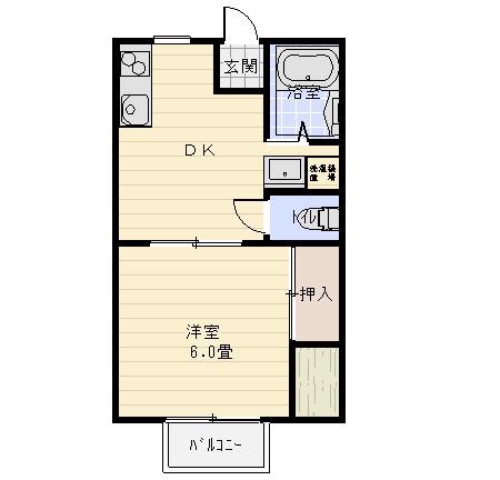ハイツ清水(1DK/2階)の間取り写真