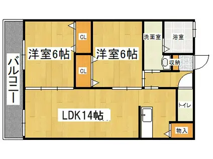 NR21B棟(2LDK/1階)の間取り写真