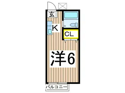 シャトル金沢(1K/2階)の間取り写真