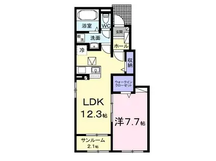 マウント シティII(1LDK/1階)の間取り写真