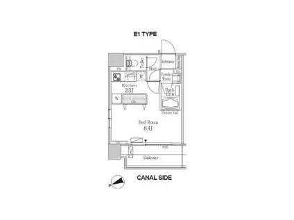 パークフラッツ芝浦(ワンルーム/7階)の間取り写真