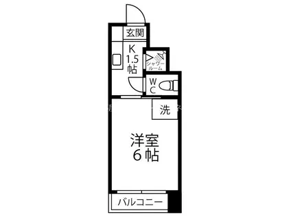 MIN若葉(1K/2階)の間取り写真