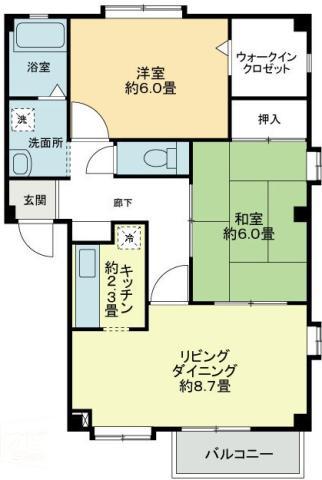 フォブール西須賀(2LDK/1階)の間取り写真