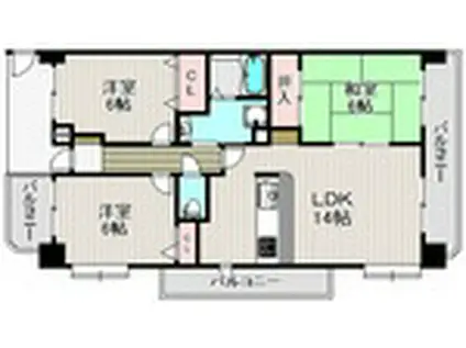 リバーオーク(3LDK/7階)の間取り写真