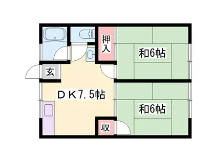 親和ハイツ(2DK/1階)の間取り写真