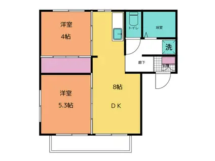 ヒルズTAKI(2DK/2階)の間取り写真