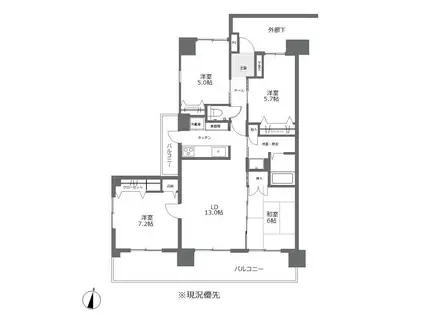 グランシティ南松本(4LDK/7階)の間取り写真